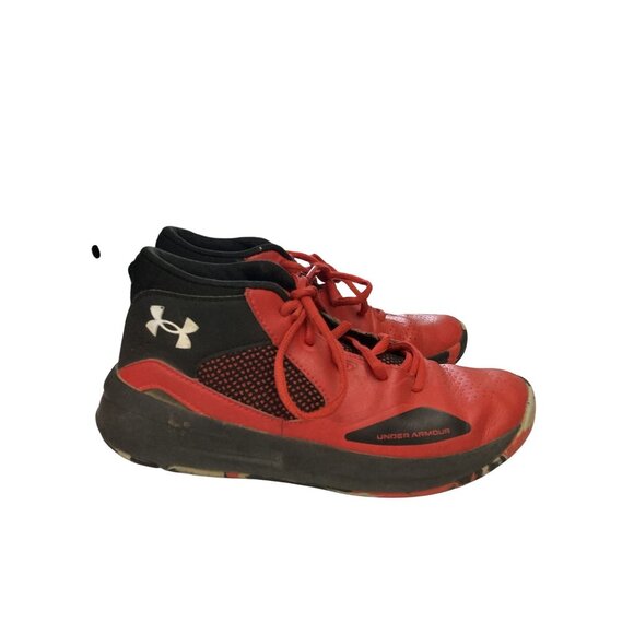 Under Armour 3023533 Lockdown 5 Youth size 5Y Red Black Mesh Basketball sneakers - Picture 5 of 8
